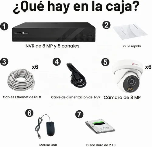Vista 5 de Anpviz 8CH 4K PoE Security Camera System, 6pcs 8MP Wired PoE IP Cameras Detección de vehículos humanos, visión nocturna inteligente de doble luz
