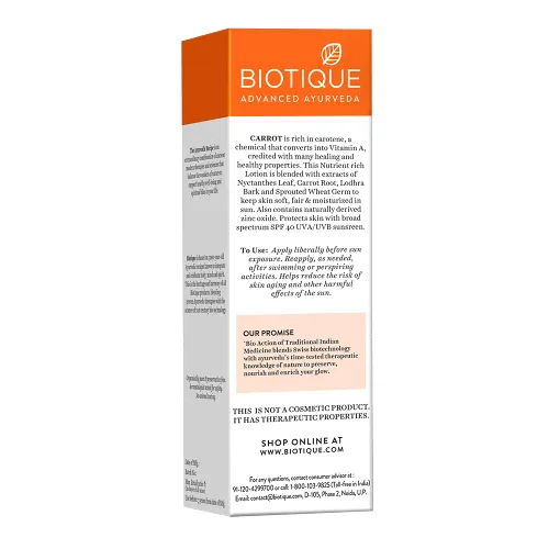 Vista 2 de Biotique Loción solar facial y corporal SPF 40 - Zanahoria 4.1 fl oz