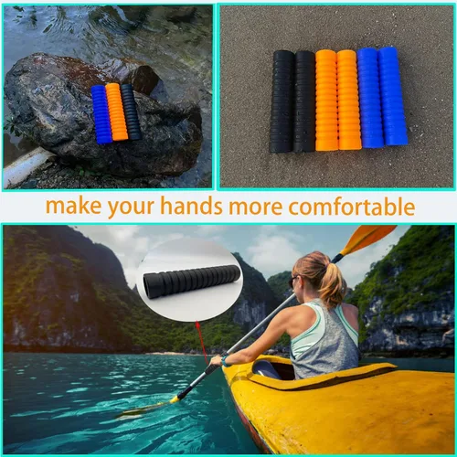 Vista 4 de JK - 2 empuñaduras para remo de kayak, accesorios de silicona antideslizante para remo de kayak