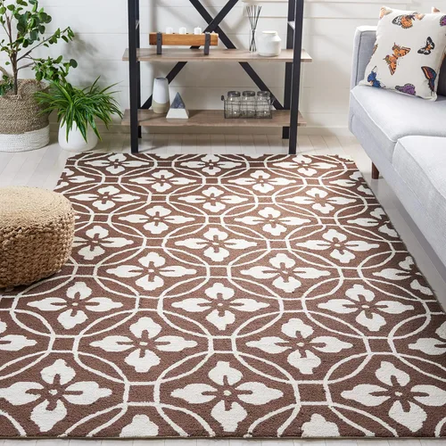 Vista 15 de SAFAVIEH Four Seasons Collection FRS236E - Alfombra de pasillo floral con gancho a mano, 2 pies 3 pulgadas x 8 pies, color chocolate y marfil