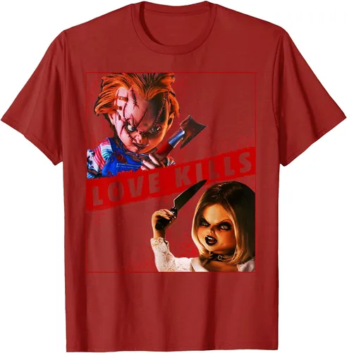 Vista 13 de Child's Play Chucky and Tiffany Love Kills T-Shirt Asphalt Grey