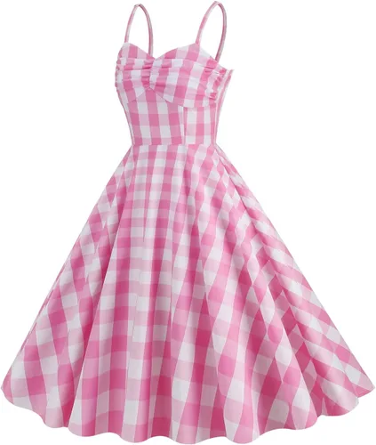 Vista 2 de Vestido de cosplay retro Rockabilly de los años 50 para mujer, vestido de cosplay floral halter Audrey Hepburn de los años 50 y 60