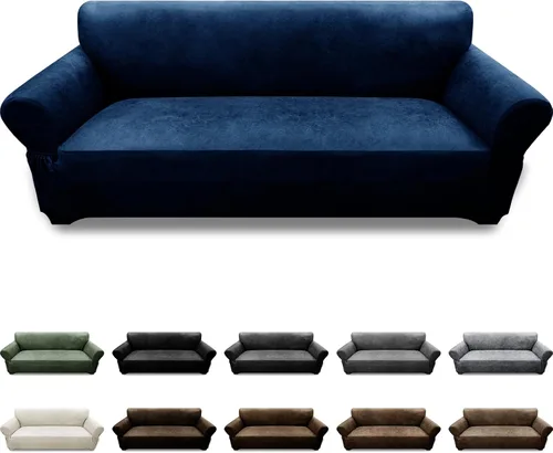 Vista 73 de Fundas para Sillón de 2 Piezas con Cojín en T, Fundas de Aspecto de Cuero para Sofá, Fundas para Sillas, Protector de Muebles Elástico, Funda