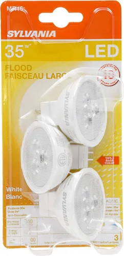 Vista 3 de Sylvania MR16 - Bombilla LED de inundación y puntos, 5 W, equivalente a 35 W, no regulable, 350 lúmenes, 3000 K, color blanco, paquete de 3 (79129)