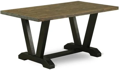 Vista 32 de East West Furniture VT026 Mesa de comedor estilo V – una mesa de cocina rectangular con patas elegantes, 36 x 60 pulgadas, multicolor