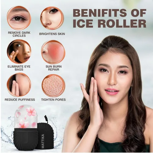 Vista 2 de Rodillo de hielo para cara y ojos – Rodillo de hielo facial para hinchazón debajo de los ojos, rodillo facial de silicona reutilizable masajeador