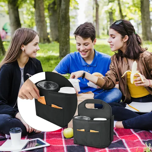 Vista 4 de Beautyflier Transportador de bebidas con asa para entrega reutilizable, aislado, portador portátil para 4 tazas con asa organizador, bolsa de mano