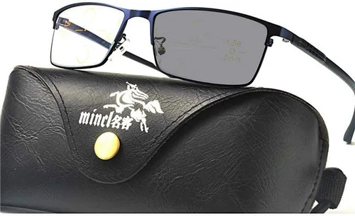 Vista 4 de Sun Photochromic Progressive Multifocus Square Reading Glasses for Men Adjustable Vision