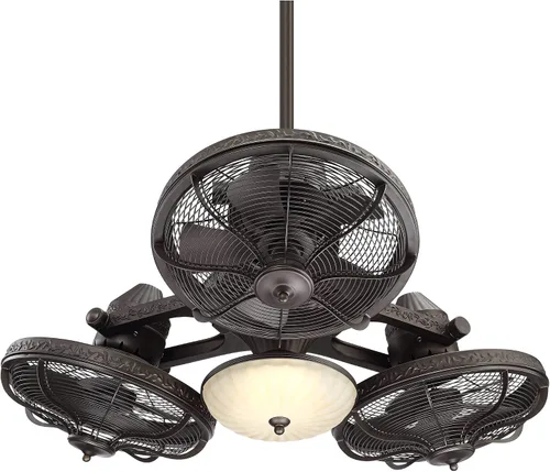 Vista 8 de Lámpara con ventiladores de techo de 38 acabado en bronce con 3 ventiladores