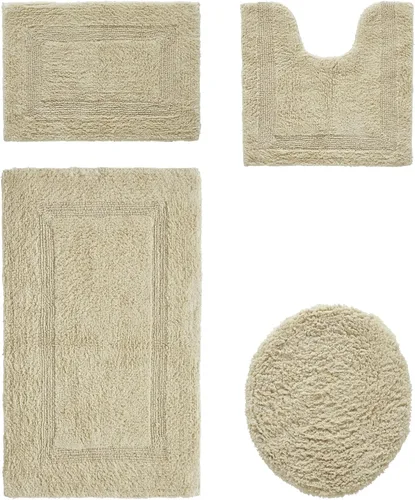 Vista 18 de Better Trends Juego de 4 alfombras de baño de lujo, 100% algodón, suaves, absorbentes de agua, reversibles, lavables a máquina, para decoración