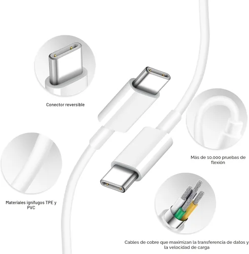 Vista 6 de Cargador de carga rápida para iPhone 17, 16, 15, paquete de 2+2 cargadores de pared USB C de 20 W con cable de carga rápida de 6 pies compatible