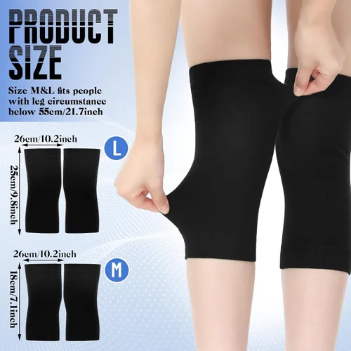 Vista 3 de Geyoga 4 pares de calentadores de rodilla para mujeres y hombres, calentadores de piernas transpirables, rodillera, almohadilla de compresión
