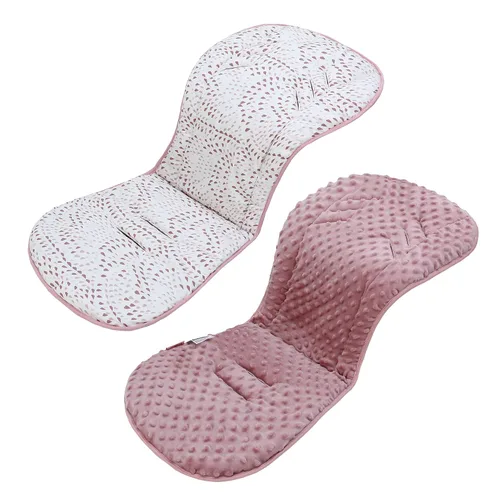 Vista 10 de Cojín para cochecito de bebé, suave Minky punteado e impreso, reversible, universal, transpirable y suave, inserto de asiento de automóvil infantil