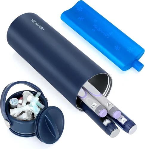 Vista 17 de YOUSHARES - Estuche de viaje enfriador de insulina eléctrico, refrigerador médico con temperatura personalizada y pantalla de 35-68°F, con banco