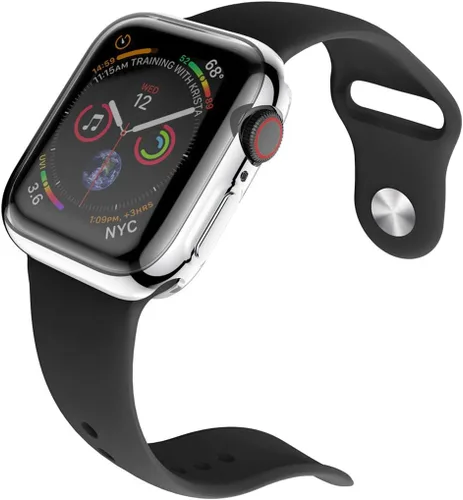 Vista 5 de Paquete de 4 fundas compatibles con Apple Watch Series 9/8/7 – protector de pantalla de 1.614 pulgadas, TPU suave, cobertura completa, chapada, a