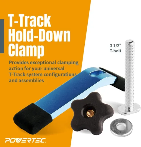 Vista 3 de POWERTEC 71910 Kit de topes y abrazaderas en T para carpintería, incluye 2 topes largos, 2 topes cortos, 2 topes InLine y 4 abrazaderas de sujeción