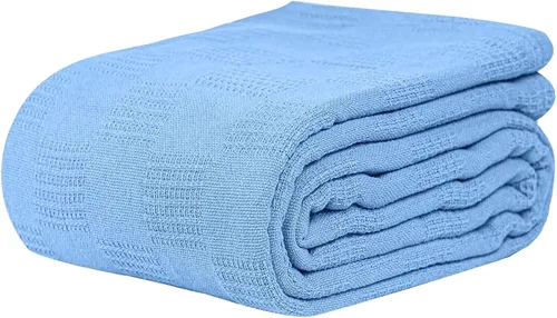 Vista 26 de Linteum Textile Hospital Manta térmica sin enganches, 100% algodón (74 x 100 pulgadas, azul)