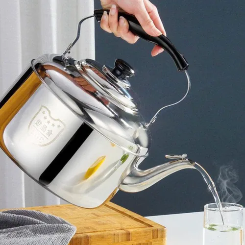 Vista 3 de Luxshiny Hervidor de té de gran capacidad, tetera silbante, cómoda manija aislada, hervidor de agua de acero inoxidable de grado alimenticio