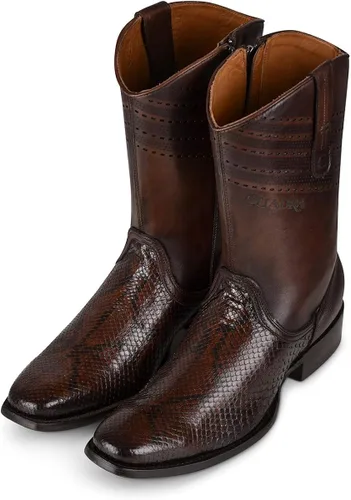 Vista 7 de Cuadra Botas urbanas para hombre en piel auténtica pitón marrón, Marrón