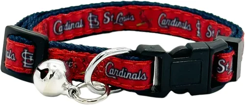 Vista 7 de Pets First MLB CAT Collar Atlanta Braves Satin Cat Collar de equipo de béisbol para perros y gatos. Un collar de gato brillante y colorido
