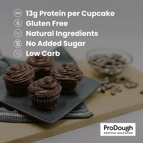 Vista 5 de ProDough High Protein - Mezcla para magdalenas sin gluten, baja en carbohidratos, 13g de proteína por magdalena, sin azúcares añadidos, apta
