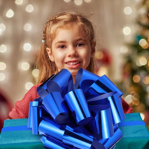 Vista 6 de Zonon Lazo Grande para Automóvil Lazo Gigante para Automóvil con Cinta de 20 Pies para Envolver Regalos Grandes Casas Nuevas Regalo Enorme Azul
