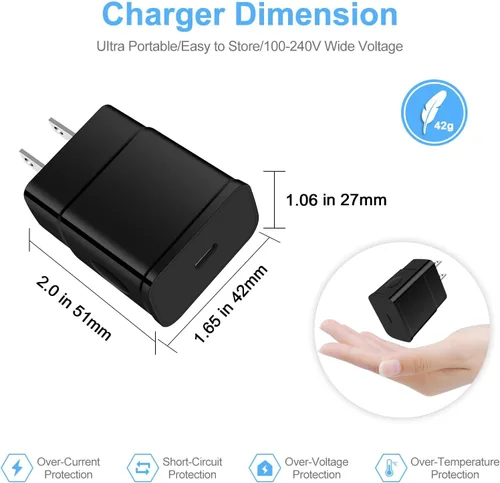 Vista 7 de Cargador súper rápido tipo C, cargador de pared USB C de 25 W de carga rápida para Samsung Galaxy S25 Ultra/S24