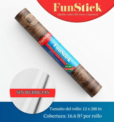 Vista 7 de FunStick Papel adhesivo de madera marrón grueso, para despegar y pegar, autoadhesivo, papel tapiz de madera rústica, extraíble, aspecto de madera