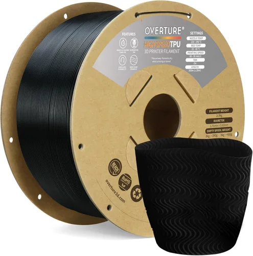 Vista 22 de OVERTURE - Filamento de TPU de 1/16 pulgadas, rollo flexible de poliuretano termoplástico, impresora 3D suave, 95A, carrete de 2.2 libras, precisión