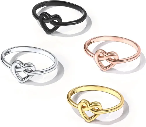 Vista 8 de ChicSilver Anillo de plata de ley 925 con nudo de amor, de alto pulido, ajuste cómodo, tamaño 4-12 (con caja de regalo)