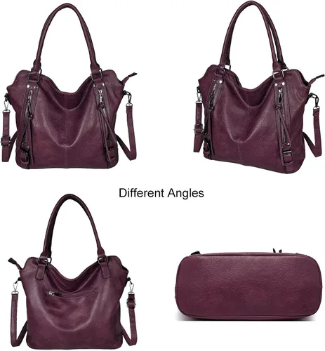 Vista 4 de Monederos grandes para mujer, bolsos de hombro, bolsa hobo, juego de 2 piezas