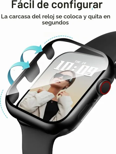 Vista 8 de JR.DM - Juego de 2 fundas de policarbonato duro de 38 mm con protector de pantalla de vidrio templado HD para Apple Watch Series 3/2/1, protector
