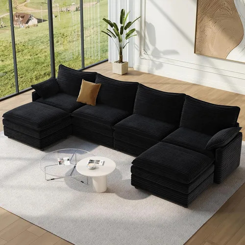 Vista 48 de Vesgantti Sofá modular de 108 pulgadas, cómodo sofá de nube con asiento profundo otomano movible, sofá modular en forma de L, sofás seccionales