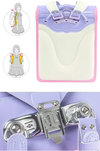 Vista 5 de randoseru ransel bolsos escolares japoneses de lujo para niños niñas gran capacidad Senior PU cuero ligero mochila, Cereza, Viajar