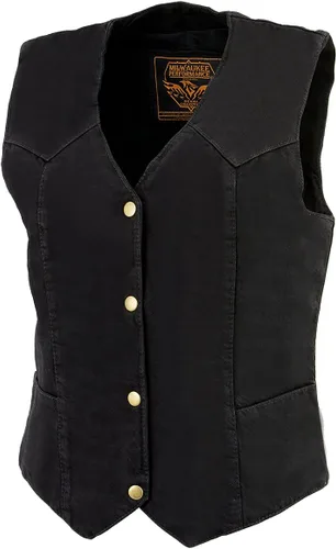 Vista 5 de Milwaukee Chaleco vaquero azul de cuero para mujer Mdl4000