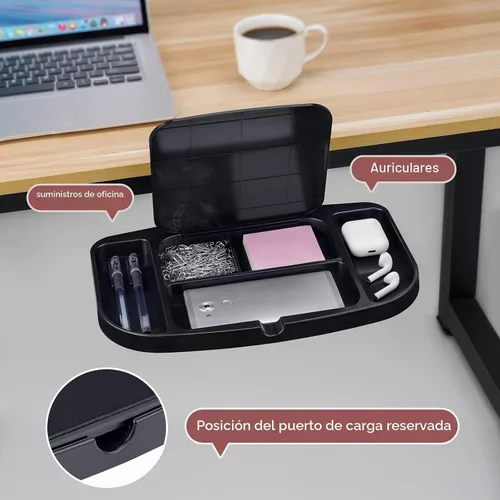 Vista 3 de Plataforma de soporte para alfombrilla de mouse con abrazadera, altura ajustable debajo del escritorio, accesorio de extensión de soporte giratorio