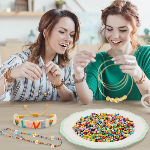 Vista 6 de 1300 cuentas de semillas de vidrio a granel, cuentas de poni opacas 6/0 de 0.157 pulgadas para fabricación de joyas (blanco)