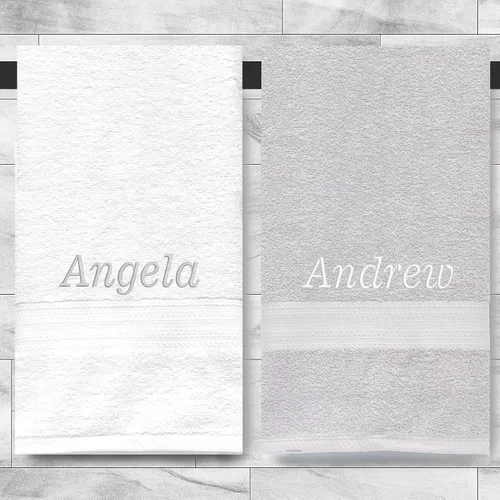 Vista 6 de Toallas de baño suaves bordadas personalizadas, juego de 2 toallas decorativas para baño, gimnasio, sauna, ducha, spa, piscina y dormitorio
