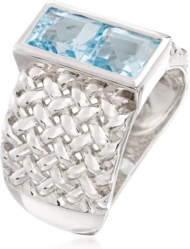 Vista 3 de Ross-Simons Anillo tejido de topacio azul cielo de 220 quilates en plata de ley topacio