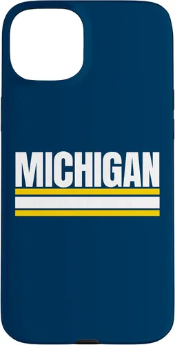 Vista 9 de Michigan - Carcasa para iPhone 17, diseño tradicional de líneas de rayas amarillas/blancas