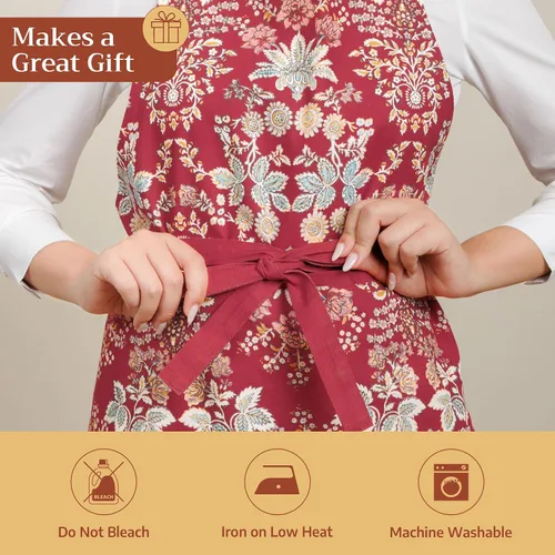 Vista 669 de Maison d' Hermine Delantales para mujer con bolsillo, 100% algodón (27.50 x 31.50 pulgadas)