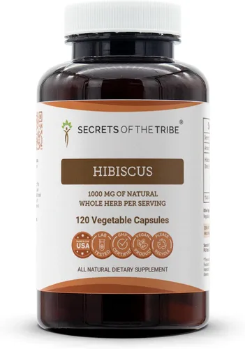 Vista 6 de Secrets of the Tribe Hibiscus 60 Cápsulas, 1000 mg, Hibiscus Sabdariffa Flor Seca (60 Cápsulas)