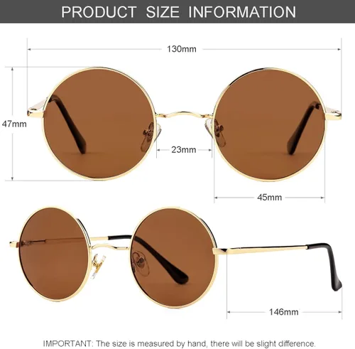 Vista 6 de Gleyemor John Lennon - Lentes de sol polarizados pequeños y redondos para hombres y mujeres, círculos hippie, lentes rojos y amarillos
