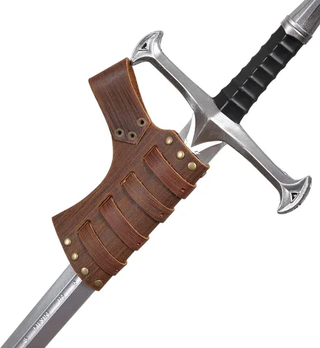 Vista 3 de HZMAN Espada medieval de cuero rana LARP renacentista accesorio de disfraz Rapier Knight Sword Holster