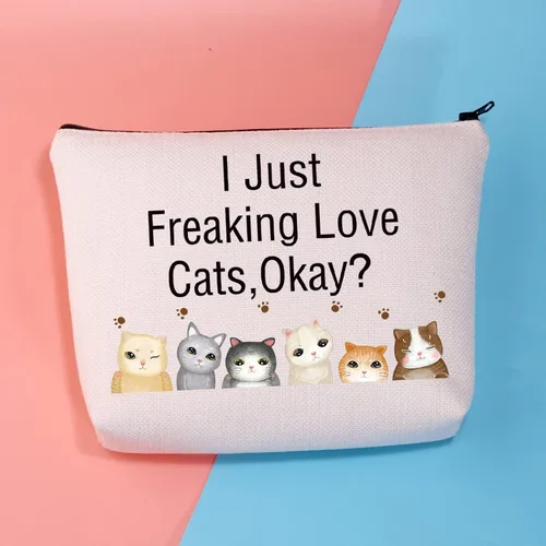 Vista 6 de BDPWSS Bolsas de maquillaje para amantes de los gatos, regalo para mamá, bolsa de viaje Crazy Cat Lady Bolsa de viaje para dueño de gatos, regalo