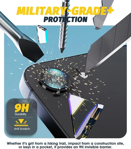 Vista 3 de Orzero Paquete de 3 protectores de lente de cámara para iPhone 17e / iPhone 16e, [instalación EZ] [compatible con fundas] cubierta de lente de Negro