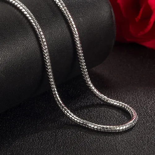 Vista 6 de H&Beautimer Collar clásico unisex de plata de ley 925, collar de cadena de serpiente redonda de 0.118-0.157 in para hombres y mujeres, joyería fina