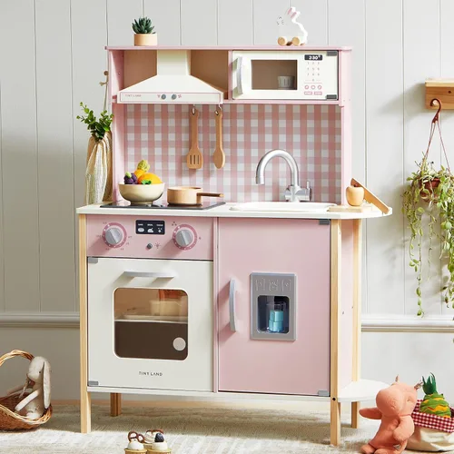 Vista 2 de Tiny Land Juguetes de cocina y cafetera de madera para jugar