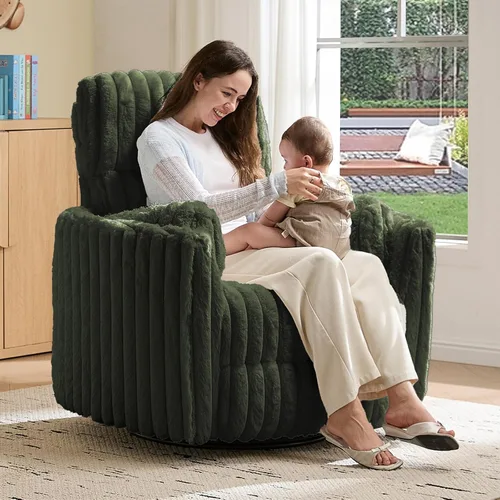 Vista 13 de Jocisland Silla Mecedora Eléctrica para Guardería, Sillas Reclinables Giratorias de Gran Tamaño para Adultos con 2 Almohadas, USB y Tipo-C, Cómodo