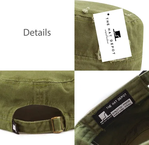 Vista 4 de The Hat Depot Cadet Military Army - Gorra de béisbol de algodón lavado con teñido anudado y algodón lavado básico y desgastado, gorra de algodón